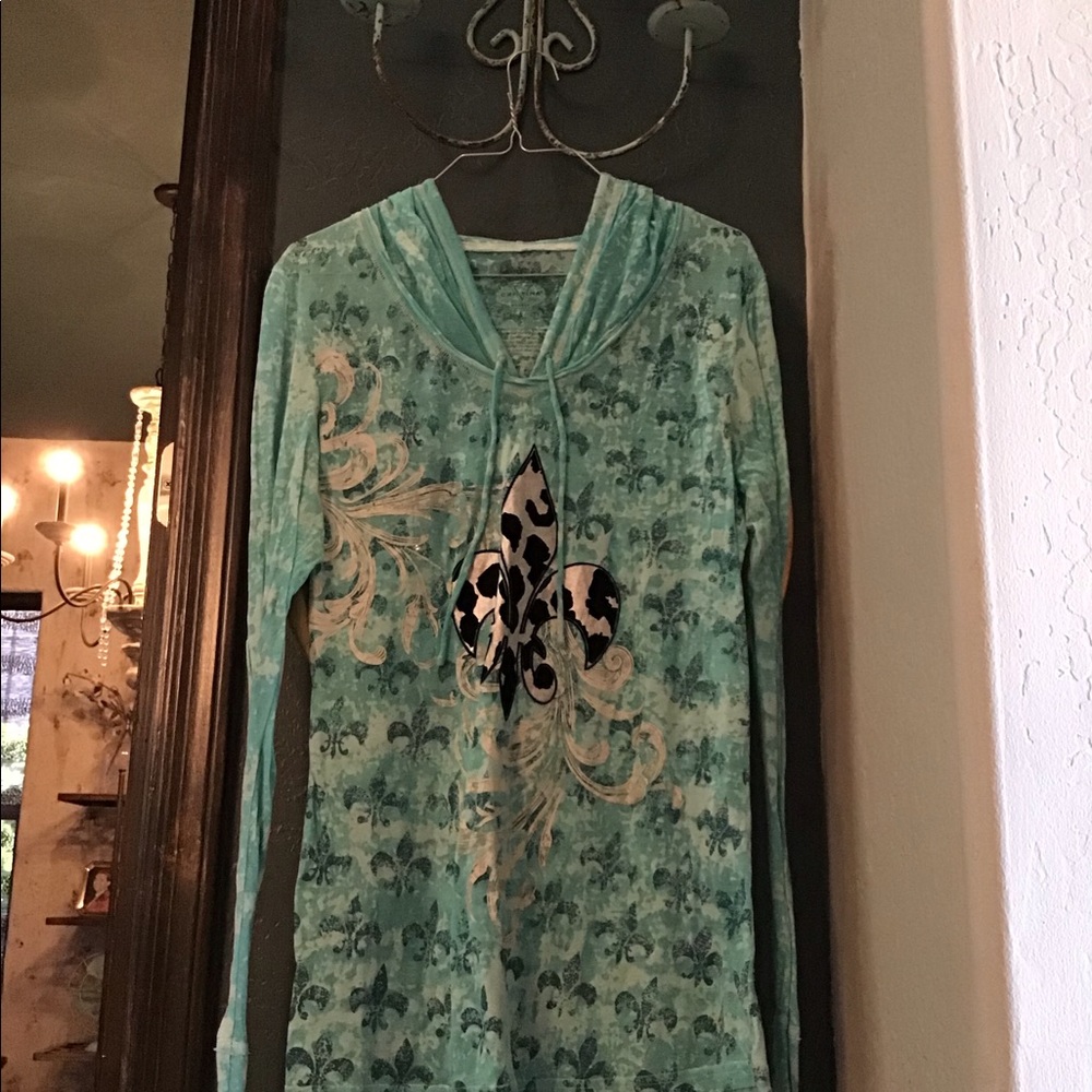 Long sleeve thin burn out shirt